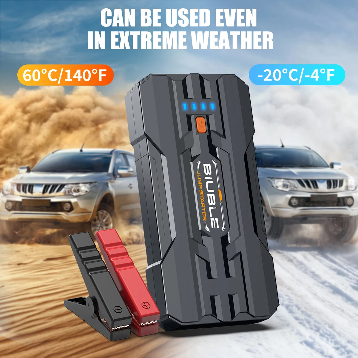 Car Battery Jump Starter 3000A Jump Box Portable Car Starter Battery Pack with Extended Jumper Cables