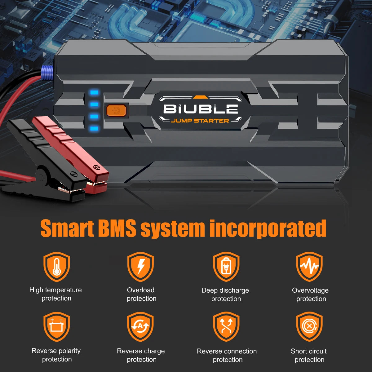 Car Battery Jump Starter 3000A Jump Box Portable Car Starter Battery Pack with Extended Jumper Cables